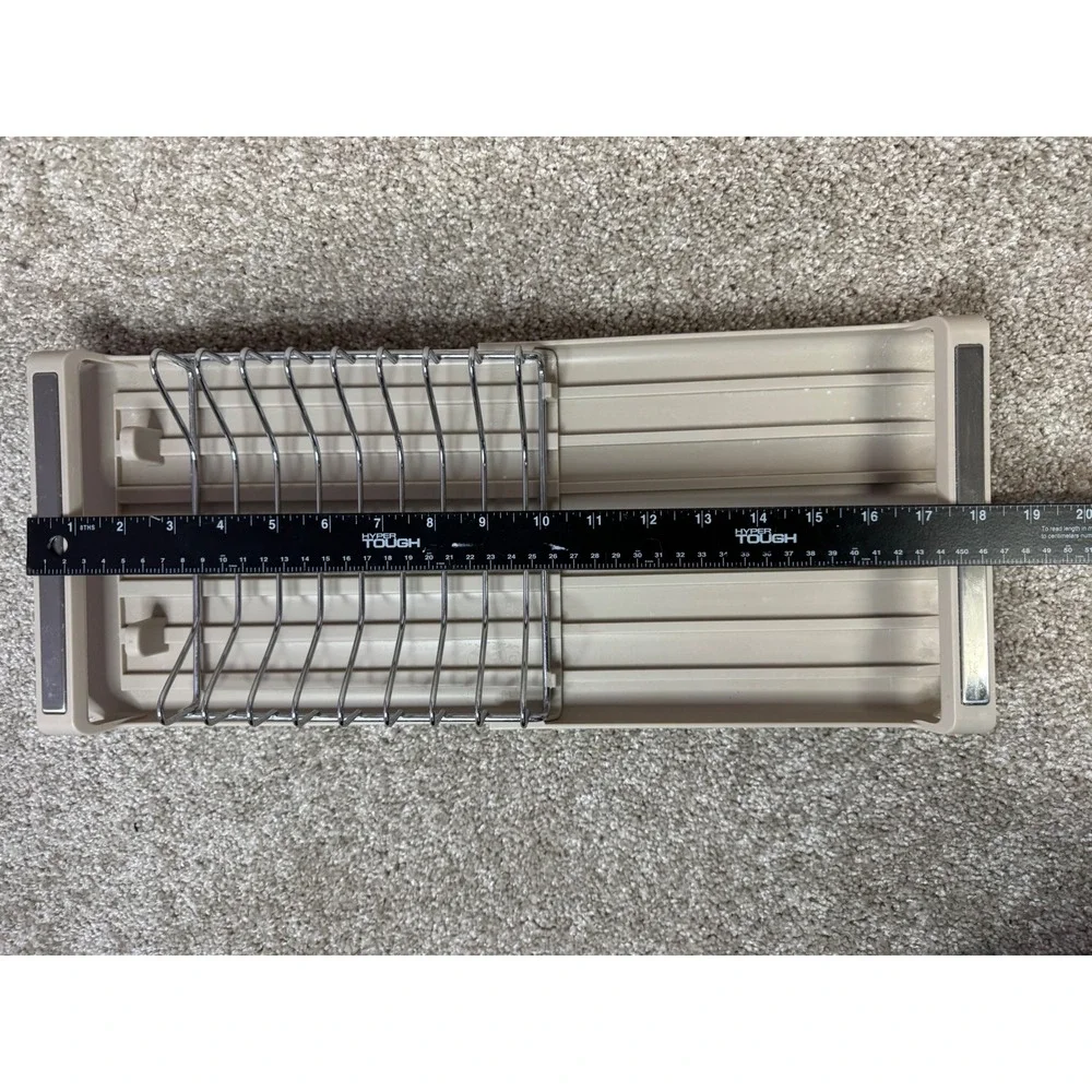 Expandable Dish Drying Rack Beige Plastic Chrome Wire Kitchen Counter Organizer